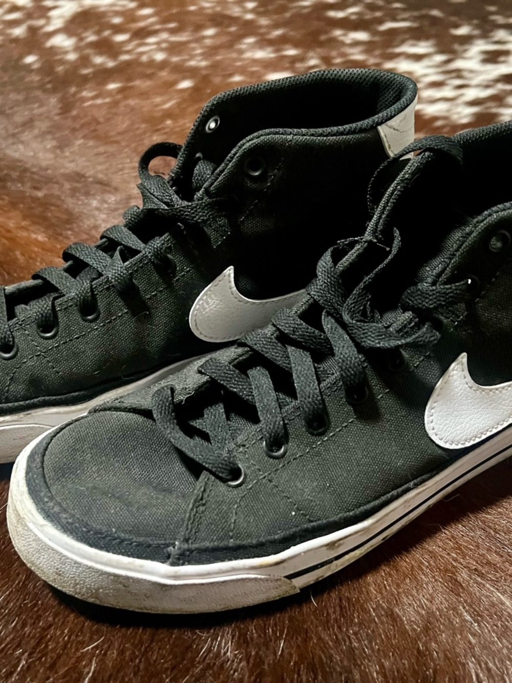 Nike Black Canvas Court Legacy High-Top Sneakers